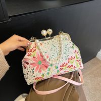Women's All Seasons Flannel Floral Elegant Vacation Streetwear Sewing Thread Shell Clasp Frame Handbag sku image 1