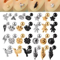 1 Piece Simple Style Cool Style Geometric Snake Lightning Stainless Steel Ear Studs main image 1