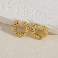 1 Pair Cute Simple Style Commute Square Plating Inlay Copper Zircon 14k Gold Plated Hoop Earrings sku image 3