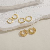 1 Pair Cute Simple Style Commute Square Plating Inlay Copper Zircon 14k Gold Plated Hoop Earrings main image 4
