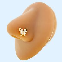 Elegant Tropical Classic Style Four Leaf Clover Moon Bow Knot Copper Gold Plated Rhinestones Nose Ring Nose Studs In Bulk main image 2