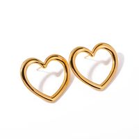 1 Pair Ig Style Simple Style Heart Shape Plating Hollow Out Stainless Steel 18k Gold Plated Ear Studs main image 4