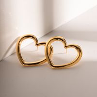 1 Pair Ig Style Simple Style Heart Shape Plating Hollow Out Stainless Steel 18k Gold Plated Ear Studs main image 5