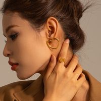 1 Pair Ig Style Simple Style Heart Shape Plating Hollow Out Stainless Steel 18k Gold Plated Ear Studs main image 1