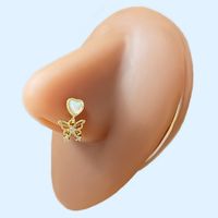 Elegant Tropical Classic Style Four Leaf Clover Moon Bow Knot Copper Gold Plated Rhinestones Nose Ring Nose Studs In Bulk main image 7
