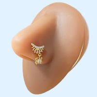 Elegant Tropical Classic Style Four Leaf Clover Moon Bow Knot Copper Gold Plated Rhinestones Nose Ring Nose Studs In Bulk main image 5