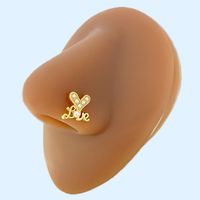 Elegant Tropical Classic Style Four Leaf Clover Moon Bow Knot Copper Gold Plated Rhinestones Nose Ring Nose Studs In Bulk main image 4