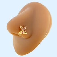 Elegant Tropical Classic Style Four Leaf Clover Moon Bow Knot Copper Gold Plated Rhinestones Nose Ring Nose Studs In Bulk main image 3