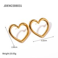 1 Pair Ig Style Simple Style Heart Shape Plating Hollow Out Stainless Steel 18k Gold Plated Ear Studs sku image 1