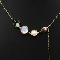Retro Round Freshwater Pearl Copper Plating 18k Gold Plated Pendant Necklace main image 5