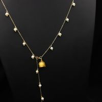 Retro Geometric Freshwater Pearl Mixed Materials 18k Gold Plated Necklace In Bulk main image 5