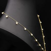Retro Geometric Freshwater Pearl Mixed Materials 18k Gold Plated Necklace In Bulk main image 4
