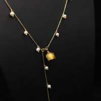 Retro Geometric Freshwater Pearl Mixed Materials 18k Gold Plated Necklace In Bulk main image 3
