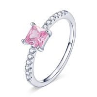 Señora Estilo Simple Ronda Forma De Corazón Plata Esterlina Embutido Circón Anillos sku image 6