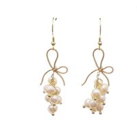 1 Paire Rétro Fleur Placage Perle D'eau Douce Matériaux Mixtes Plaqué Or 18k Boucles D'oreilles main image 5