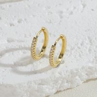 1 Pair Cute Simple Style Commute Solid Color Polishing Plating Inlay Copper Zircon 14k Gold Plated Ear Studs main image 6