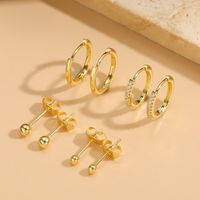 1 Pair Cute Simple Style Commute Solid Color Polishing Plating Inlay Copper Zircon 14k Gold Plated Ear Studs main image 1