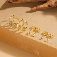 1 Pair Cute Simple Style Commute Solid Color Polishing Plating Inlay Copper Zircon 14k Gold Plated Ear Studs main image 5
