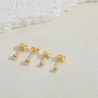 1 Pair Cute Simple Style Commute Solid Color Polishing Plating Inlay Copper Zircon 14k Gold Plated Ear Studs main image 2
