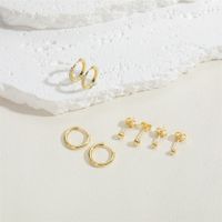 1 Pair Cute Simple Style Commute Solid Color Polishing Plating Inlay Copper Zircon 14k Gold Plated Ear Studs main image 3