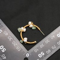 1 Pair Original Design Round Plating Freshwater Pearl Mixed Materials 18k Gold Plated Earrings main image 4