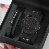 Casual Solid Color Buckle Quartz Men's Watches sku image 1