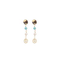 1 Pair Original Design Geometric Plating Freshwater Pearl Mixed Materials 18k Gold Plated Drop Earrings main image 5