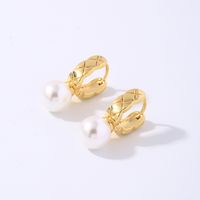 1 Pair Elegant Luxurious Shiny Lingge Plating Inlay Copper Artificial Pearls Earrings main image 4