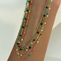 Stainless Steel Casual Hawaiian Epoxy Plating Colorful Necklace main image 1
