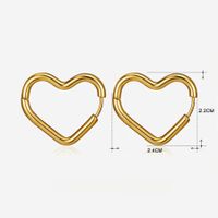 1 Pair Simple Style Heart Shape Plating Metal Stainless Steel 18k Gold Plated Hoop Earrings main image 2