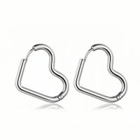 1 Pair Simple Style Heart Shape Plating Metal Stainless Steel 18k Gold Plated Hoop Earrings main image 10