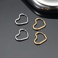 1 Pair Simple Style Heart Shape Plating Metal Stainless Steel 18k Gold Plated Hoop Earrings main image 6