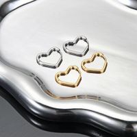 1 Pair Simple Style Heart Shape Plating Metal Stainless Steel 18k Gold Plated Hoop Earrings main image 8