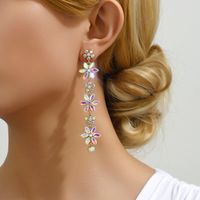 Wholesale Jewelry Elegant Luxurious Romantic Geometric Leaves Flower Zinc Alloy Rhinestones Inlay Dangling Earrings main image 8