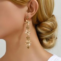 Wholesale Jewelry Elegant Luxurious Romantic Geometric Leaves Flower Zinc Alloy Rhinestones Inlay Dangling Earrings main image 7
