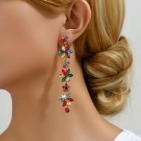 Wholesale Jewelry Elegant Luxurious Romantic Geometric Leaves Flower Zinc Alloy Rhinestones Inlay Dangling Earrings main image 1