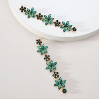 Wholesale Jewelry Elegant Luxurious Romantic Geometric Leaves Flower Zinc Alloy Rhinestones Inlay Dangling Earrings sku image 8