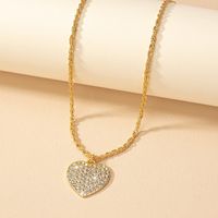 Wholesale Jewelry Ins Style Heart Shape Alloy Rhinestones Pendant Necklace sku image 2