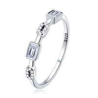 Classic Style Geometric Sterling Silver Inlay Zircon Rings main image 2