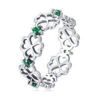 Casual Classic Style Four Leaf Clover Sterling Silver Zircon Rings In Bulk sku image 1