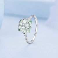 Casual Classic Style Four Leaf Clover Sterling Silver Zircon Rings In Bulk main image 3