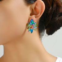 1 Paire Élégant Luxueux Brillant Géométrique Fleur Placage Incruster Alliage De Zinc Strass Boucles D'oreilles main image 8