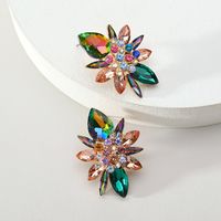 1 Paire Élégant Luxueux Brillant Géométrique Fleur Placage Incruster Alliage De Zinc Strass Boucles D'oreilles sku image 1