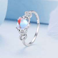 Elegant Streetwear Colorful Heart Shape Eye Sterling Silver Inlay Zircon Rings main image 2