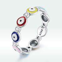 Elegant Streetwear Colorful Heart Shape Eye Sterling Silver Inlay Zircon Rings main image 1