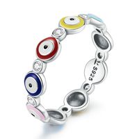 Elegant Streetwear Colorful Heart Shape Eye Sterling Silver Inlay Zircon Rings sku image 3