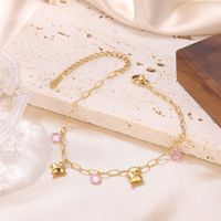 Fairy Style French Style Sweet Heart Shape Stainless Steel Plating Inlay Rhinestones 18k Gold Plated Women's Anklet main image 1