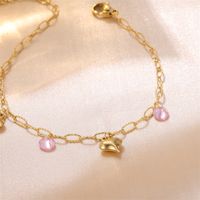 Fairy Style French Style Sweet Heart Shape Stainless Steel Plating Inlay Rhinestones 18k Gold Plated Women's Anklet main image 6