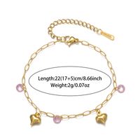 Fairy Style French Style Sweet Heart Shape Stainless Steel Plating Inlay Rhinestones 18k Gold Plated Women's Anklet main image 5