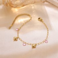 Fairy Style French Style Sweet Heart Shape Stainless Steel Plating Inlay Rhinestones 18k Gold Plated Women's Anklet main image 4